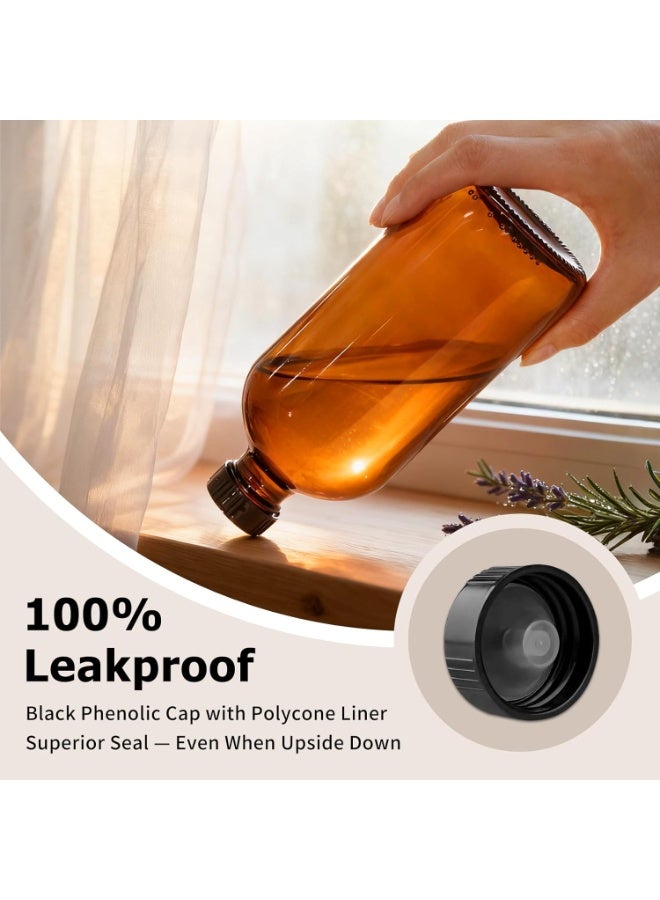 Luxoraq 500ml Amber Glass Bottle,  ( pack of 2 ) Brown Glass Boston Round Bottles, Refillable Containers for Essential Oils, Shampoo, Lotion, Soap, Cleaning Solutions, Lab Reagents – UV Protection, Leakproof Cap - Image 3